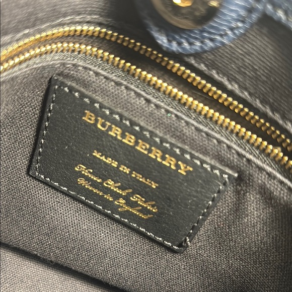 Burberry Navy Blue Leather Tote Bag - Picture 9 of 11